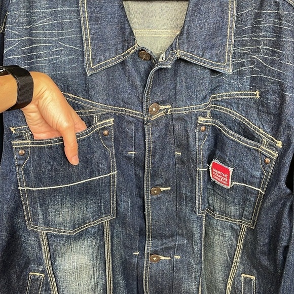 Marithe Francois Girbaud Denim Jean Trucker Jacket Distressed Cotton XXXL - Picture 3 of 11